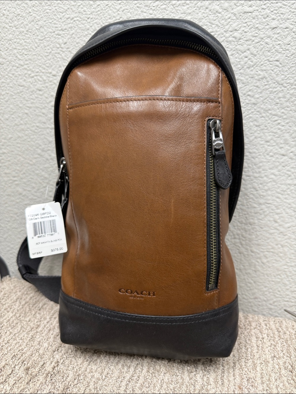 COACH Brown and Black Manhatton Leather Sling Belt Bag